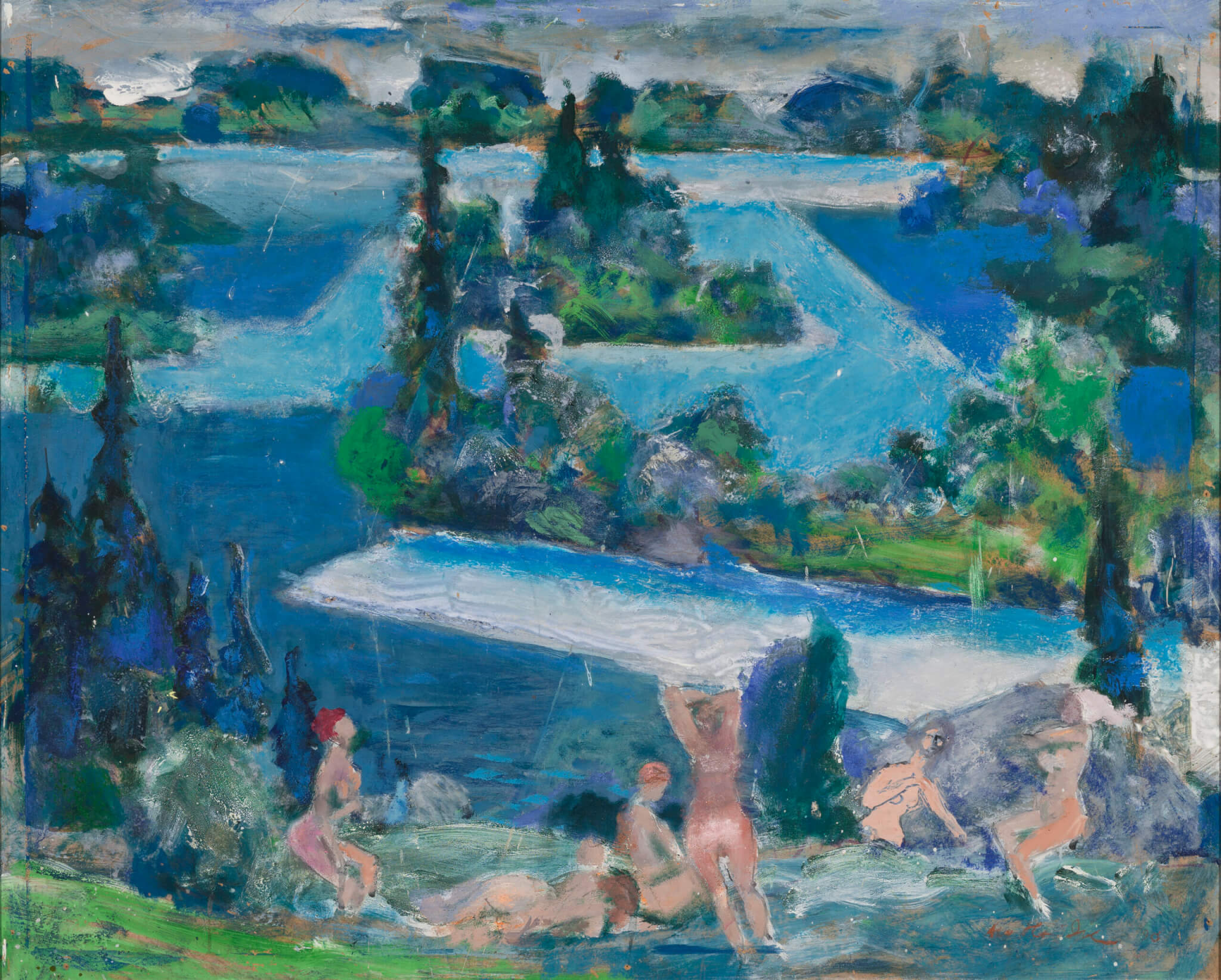 Alo Hoidre “Sinine järv” 1990. 66,6 x 82,5