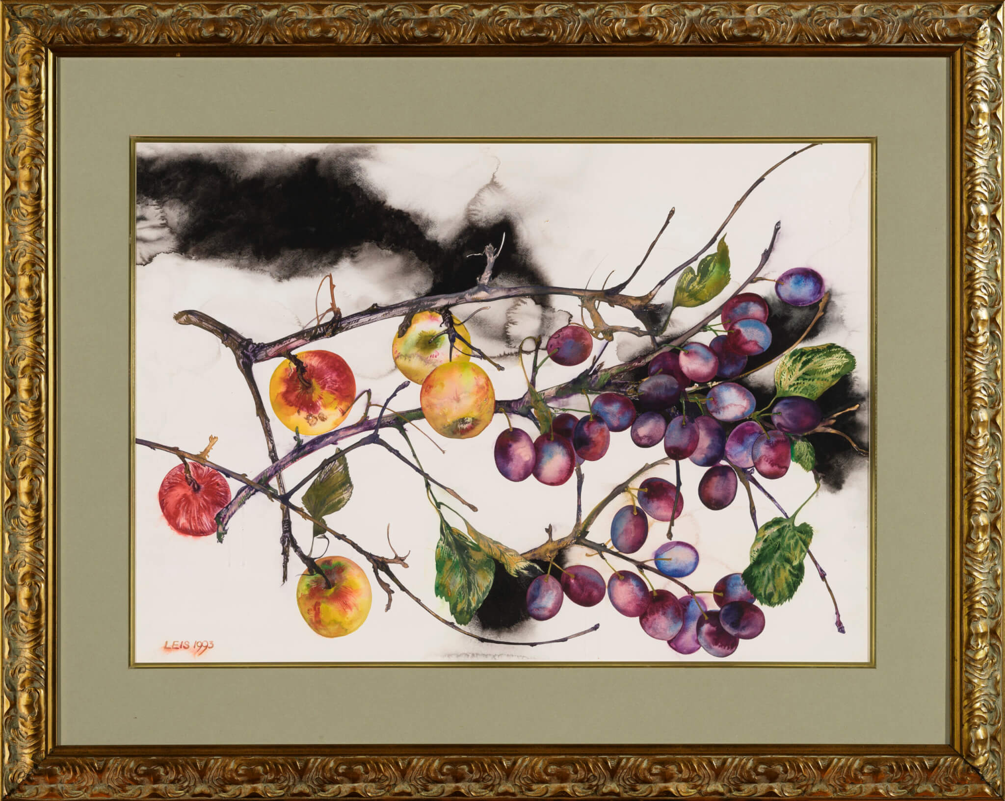 Malle Leis “Õunad ja ploomid” 1993. 51,5 x 73