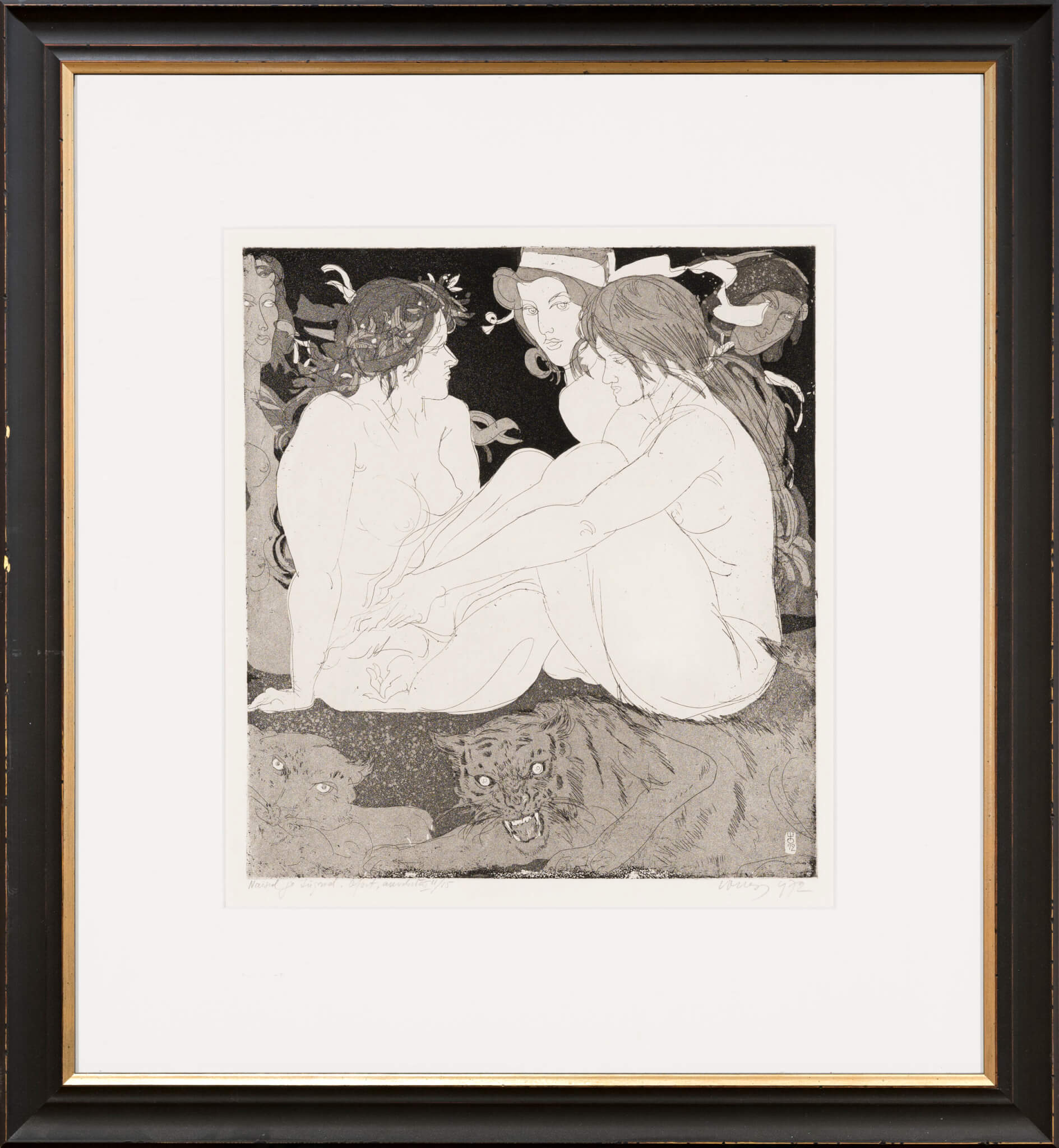 Evald Okas “Naised ja tiigrid”, 1972. 36 x 32 cm.