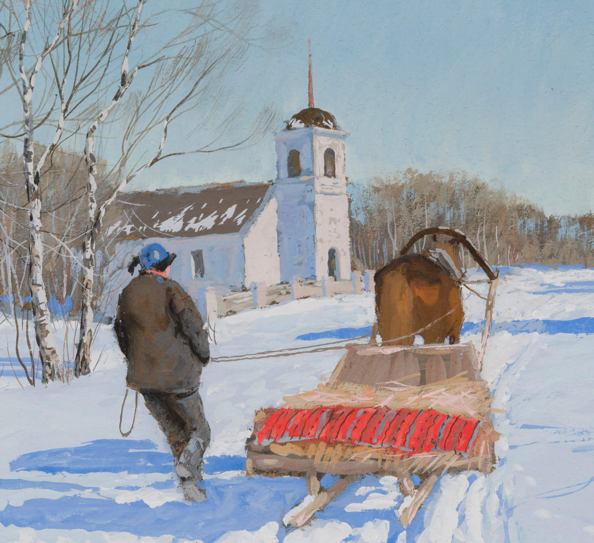 Andrei Jegorov “Talvine maastik kirikuga”, 1930-ndad. 33 x 49 cm.