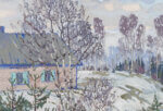 Andrei Jegorov “Talvemaastik jõega”, 1930-ndad. 35 x 50 cm.