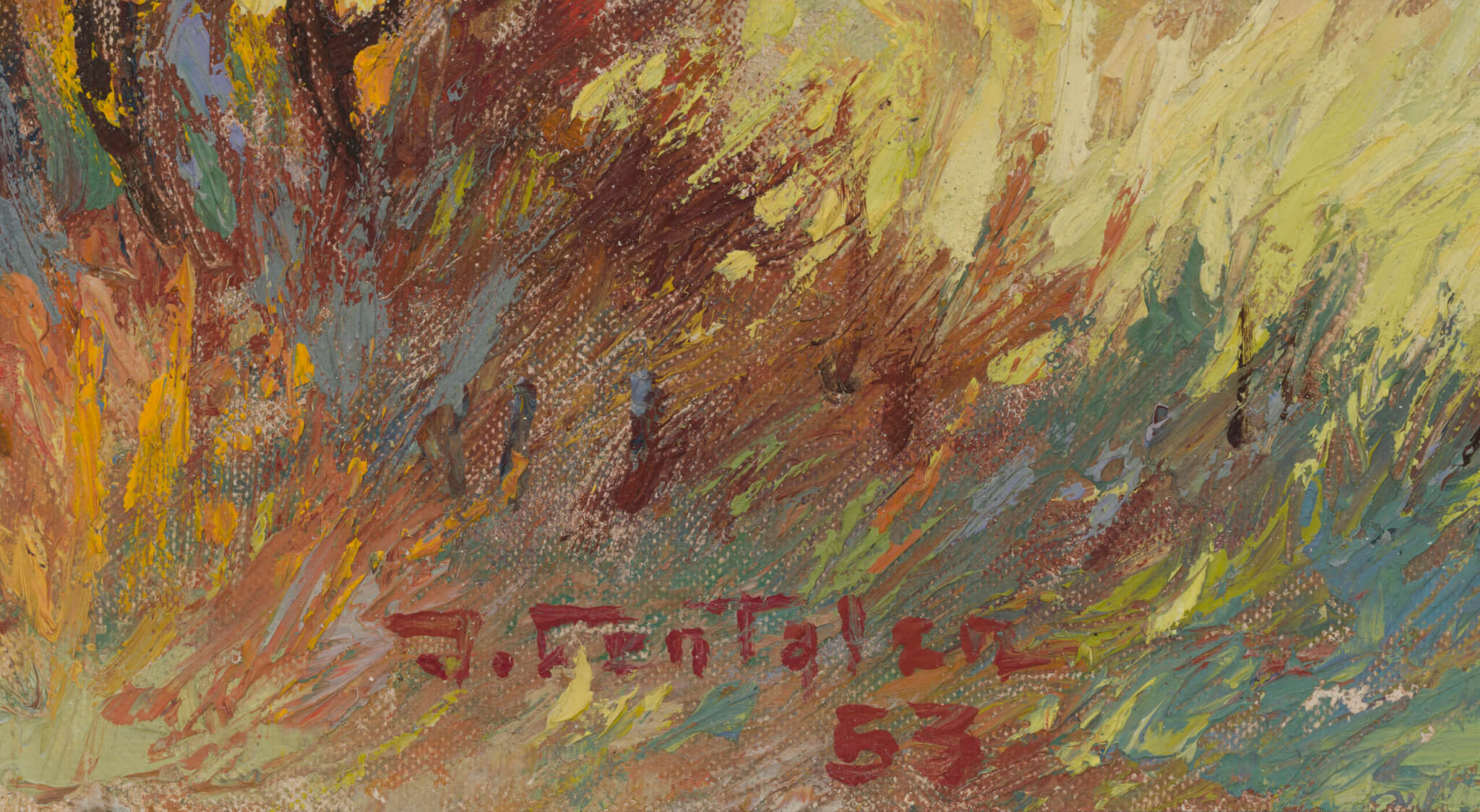 Julius Gentalen “Tuuline maastik”, 1953. 55,6 x 71,2 cm.