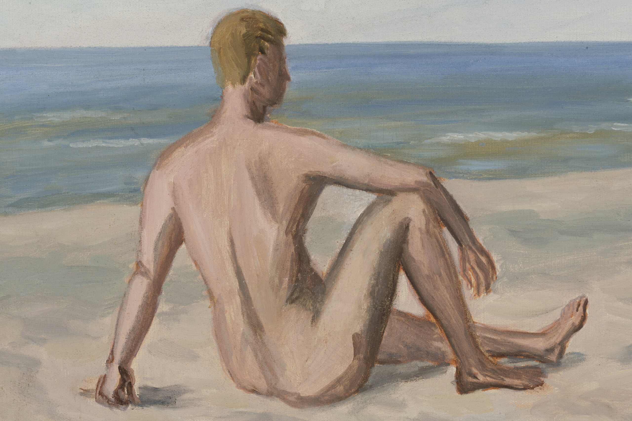 Lembit Sarapuu “Meesakt rannal”, 1960ndad-1970ndad. 50 x 66 cm.