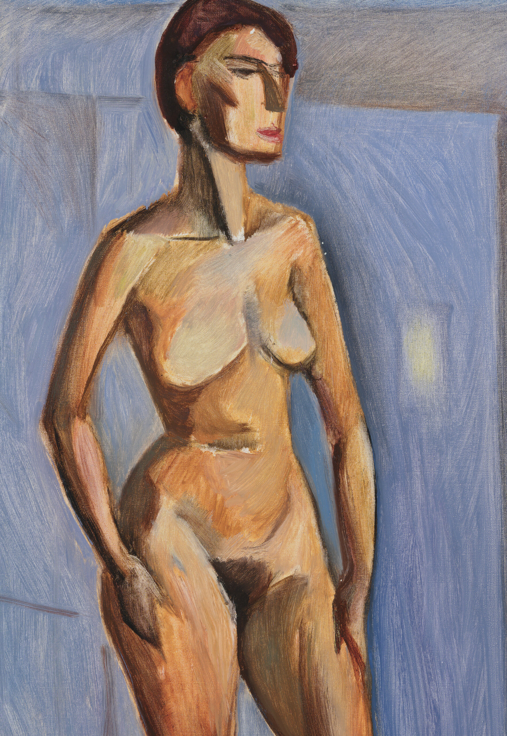 Raivo Korstnik “Akt sinise maja taustal”, 1964. 49,5 x 35,2 cm.