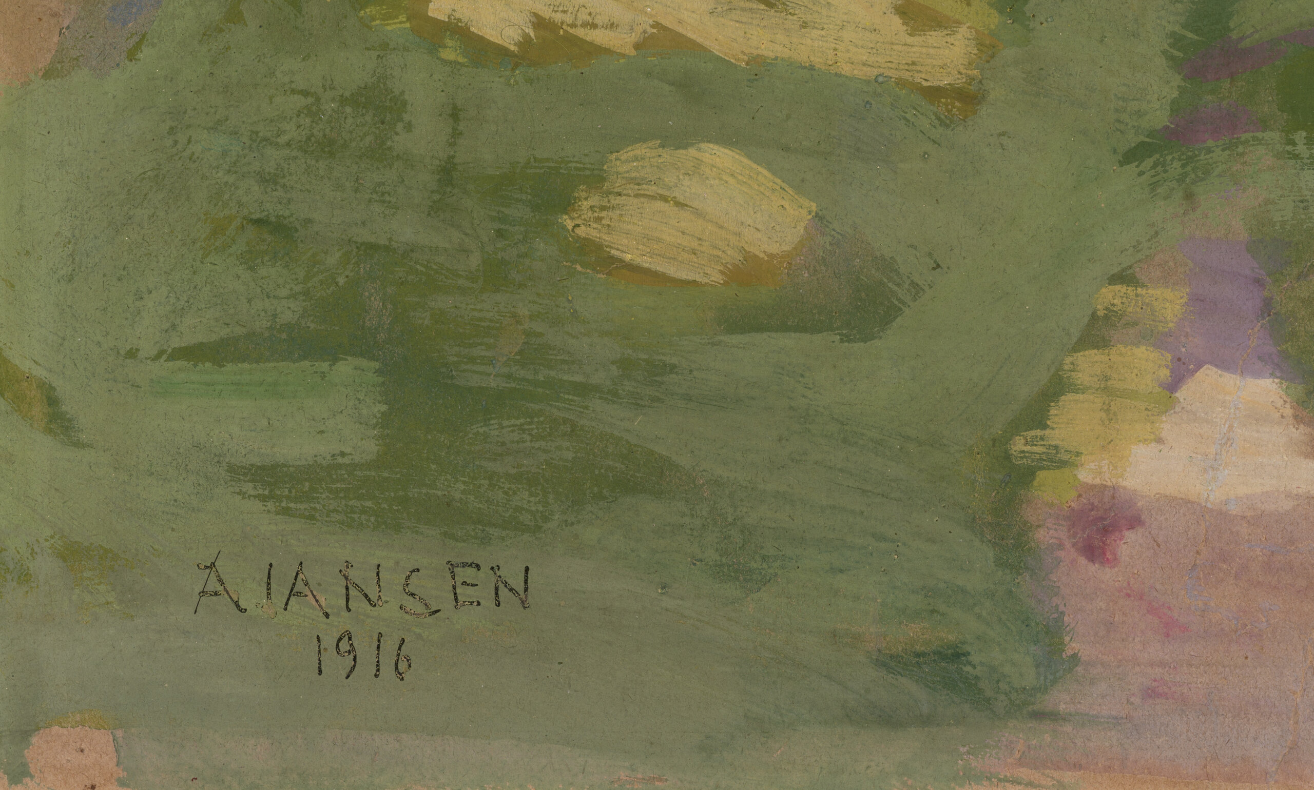 August Jansen “Suvine taluidüll”, 1916. 50 x 68,4 cm.
