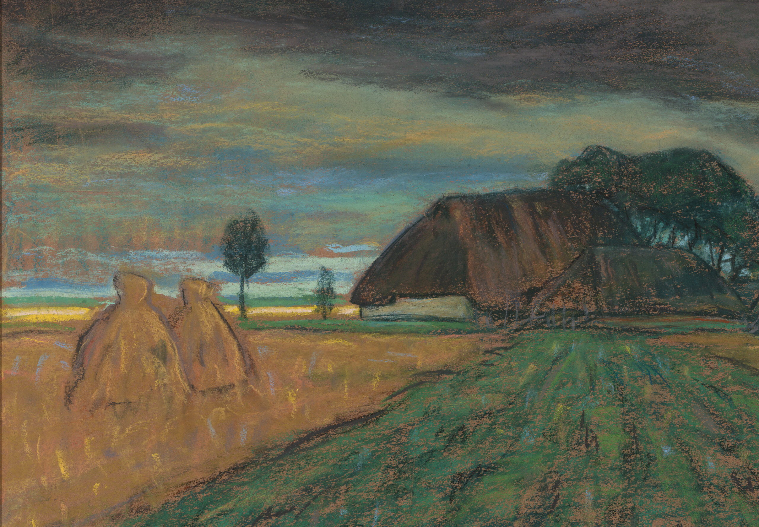 Ants Laikmaa “Talumaastik rukkihakkidega”, 1913. 60 x 68,5 cm.