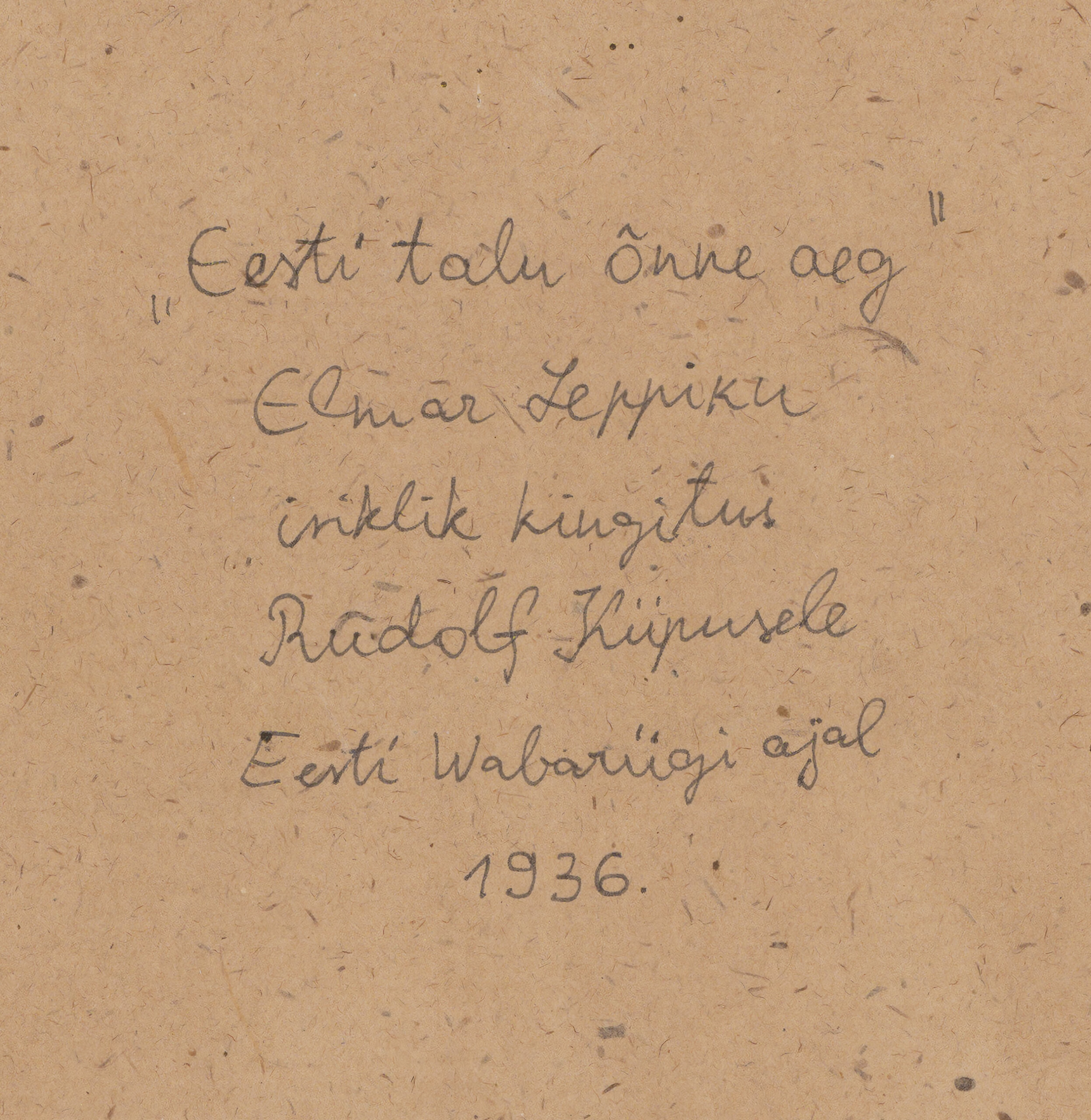 Elmar Leppik “Eesti talu õnneaeg”, 1936. 33,3 x 45,5 cm.