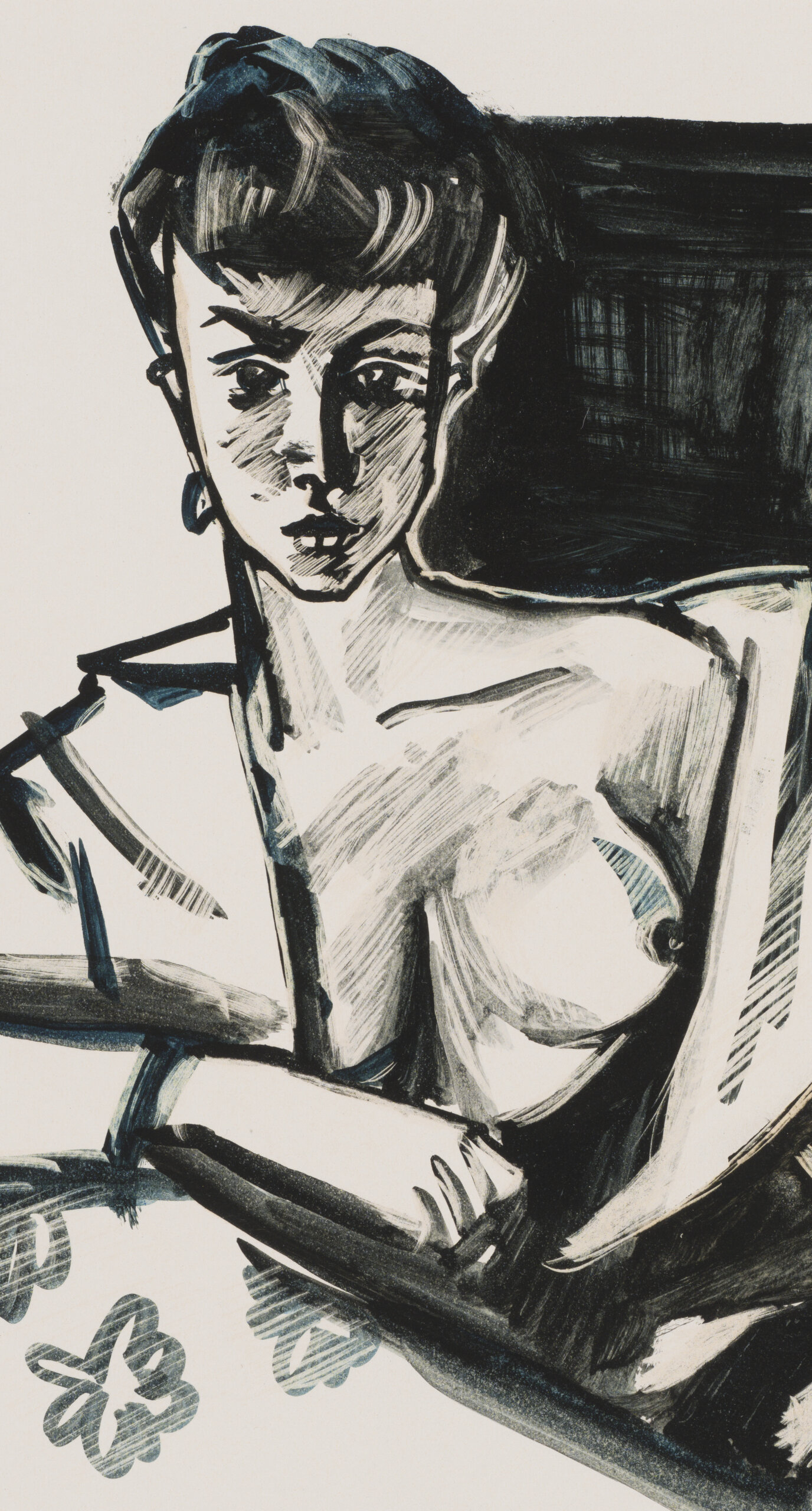 Edgar Valter “Tütarlaps kõrvarõngaga”, 1962. Ava 21 x 27,5 cm.