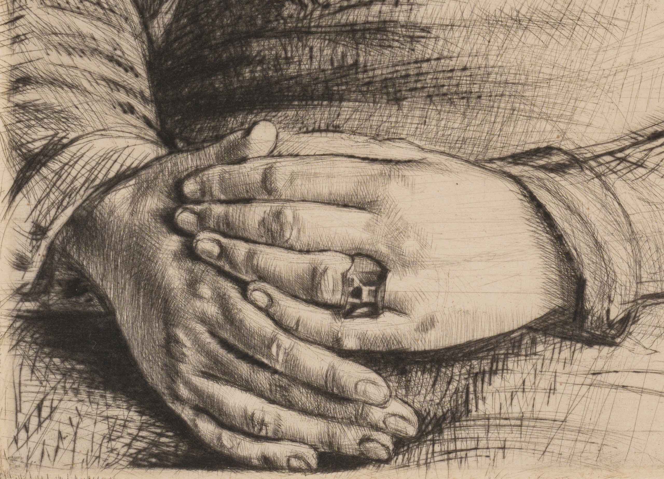 Eduard Wiiralt “Tütarlaps kirju salliga”, 1941. Plm 39,1 x 24,7 cm.