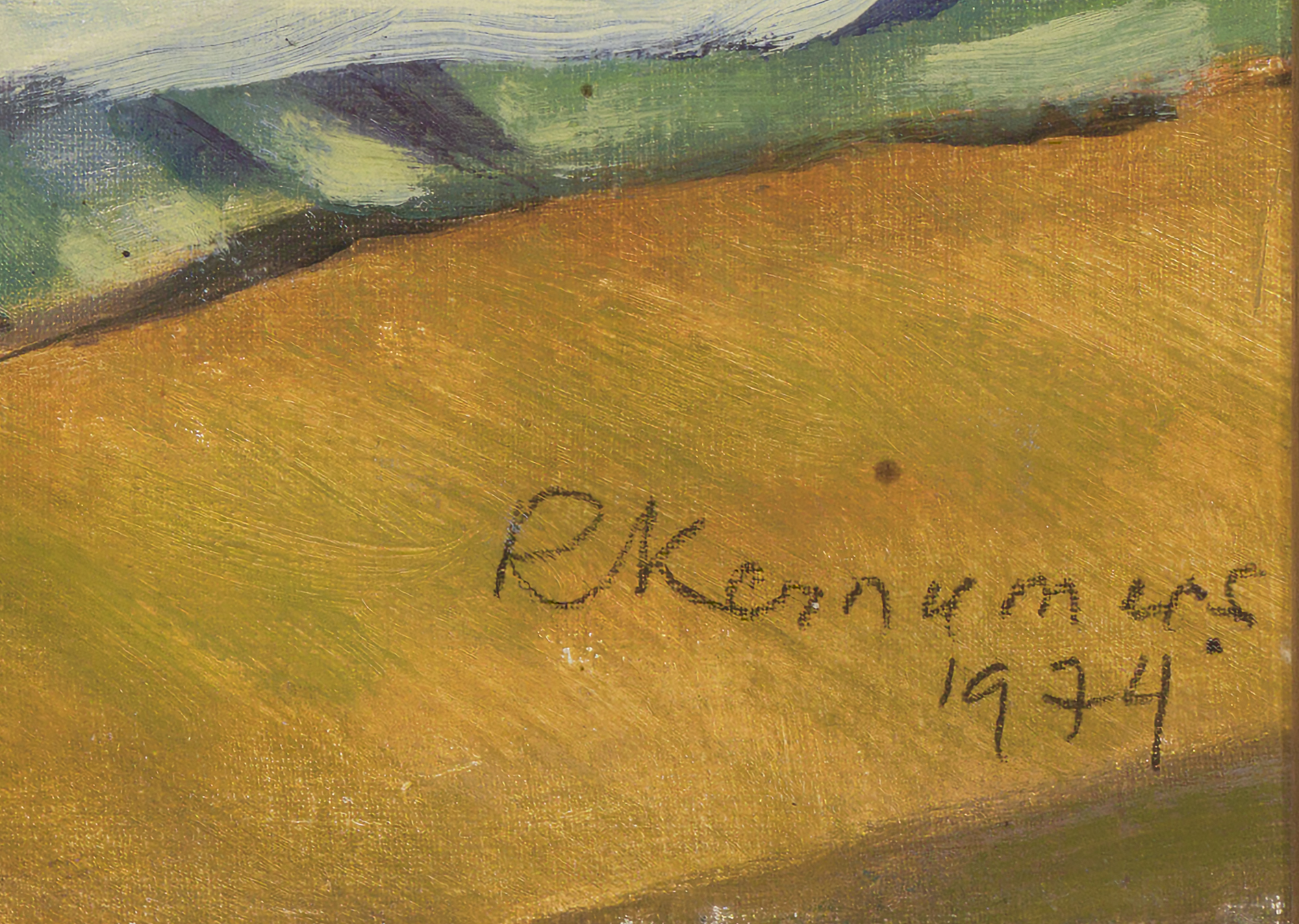 Raoul Kernumees “Suvine vaikelu arbuusiga”, 1974. 50 x 61 cm.