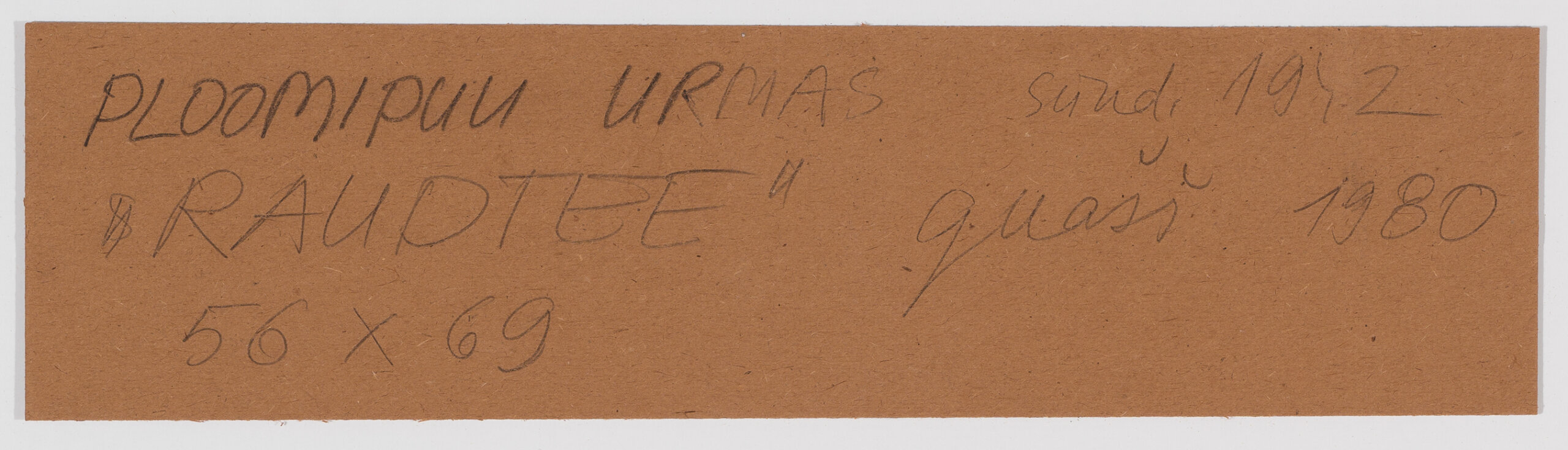 Urmas Ploomipuu “Raudtee”, 1980. 56 x 69 cm.
