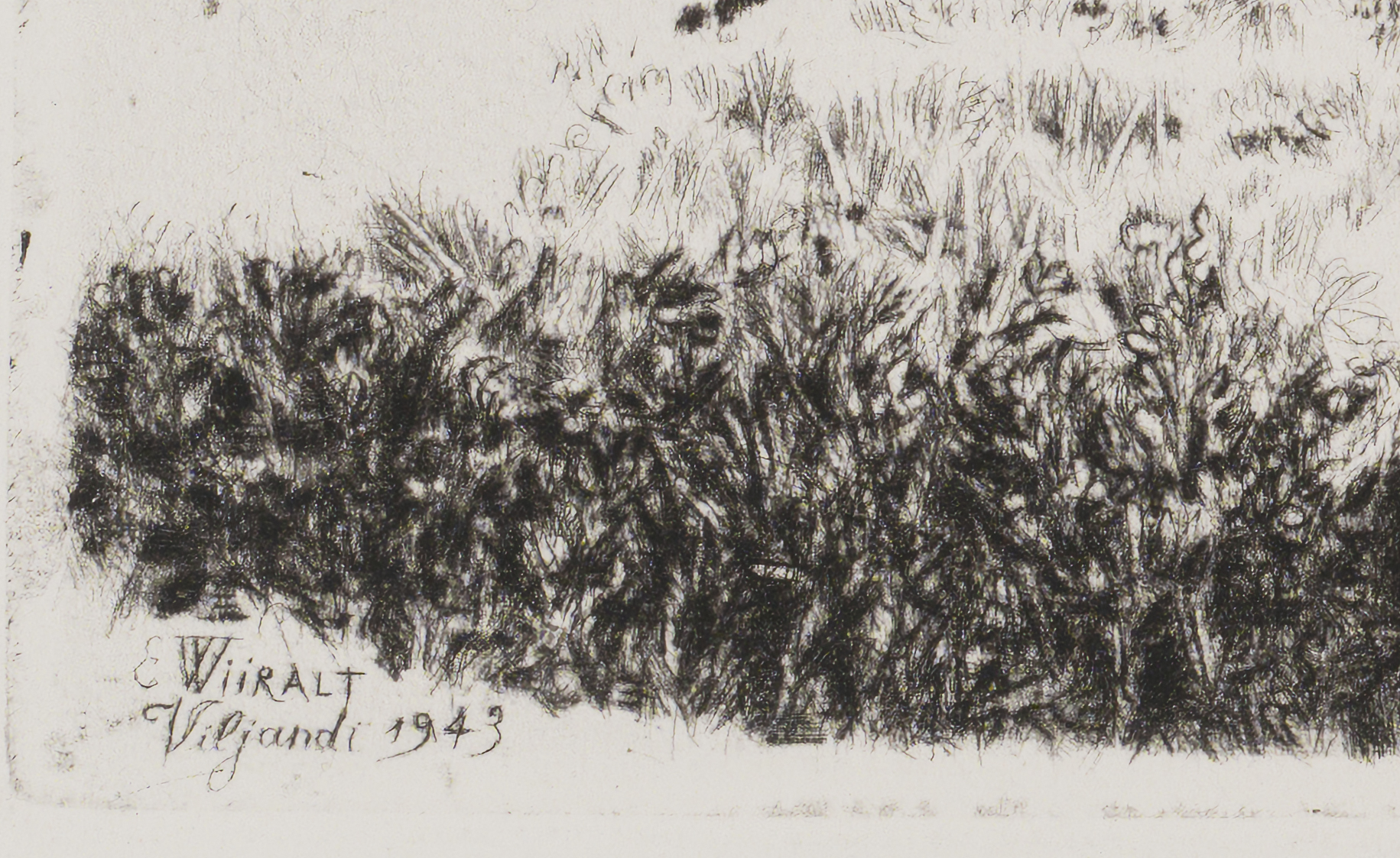 Eduard Wiiralt “Viljandi maastik”, 1943. Plm 39,5 x 64,4 cm.