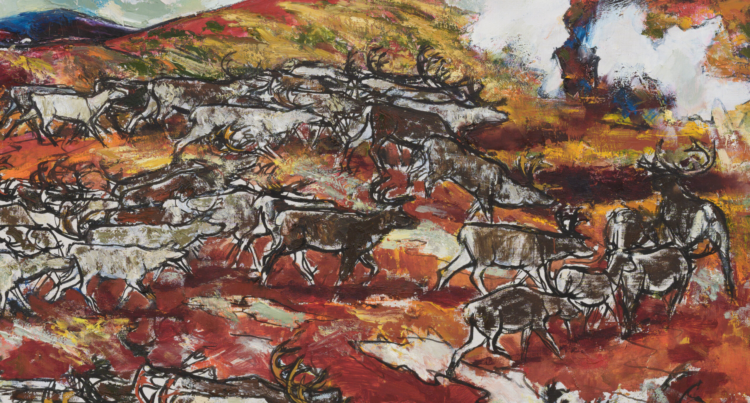 Eerik Haamer “Põhjapõdrad”, 1955. 100 x 125 cm.