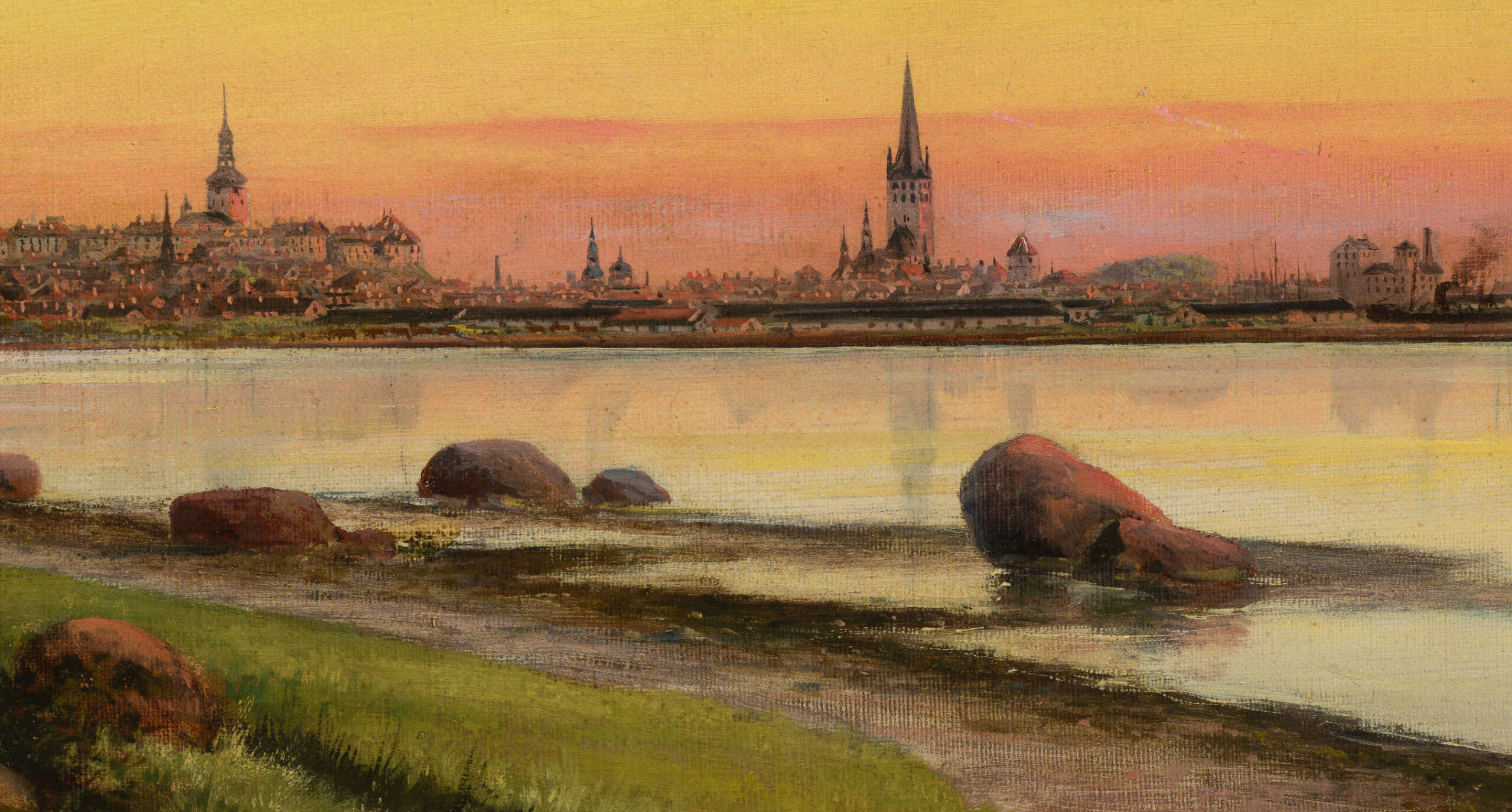 Konstantin Karlsonn “Päikeseloojang Kadriorus (Reval)”, 1900. 40 x 68,5 cm.