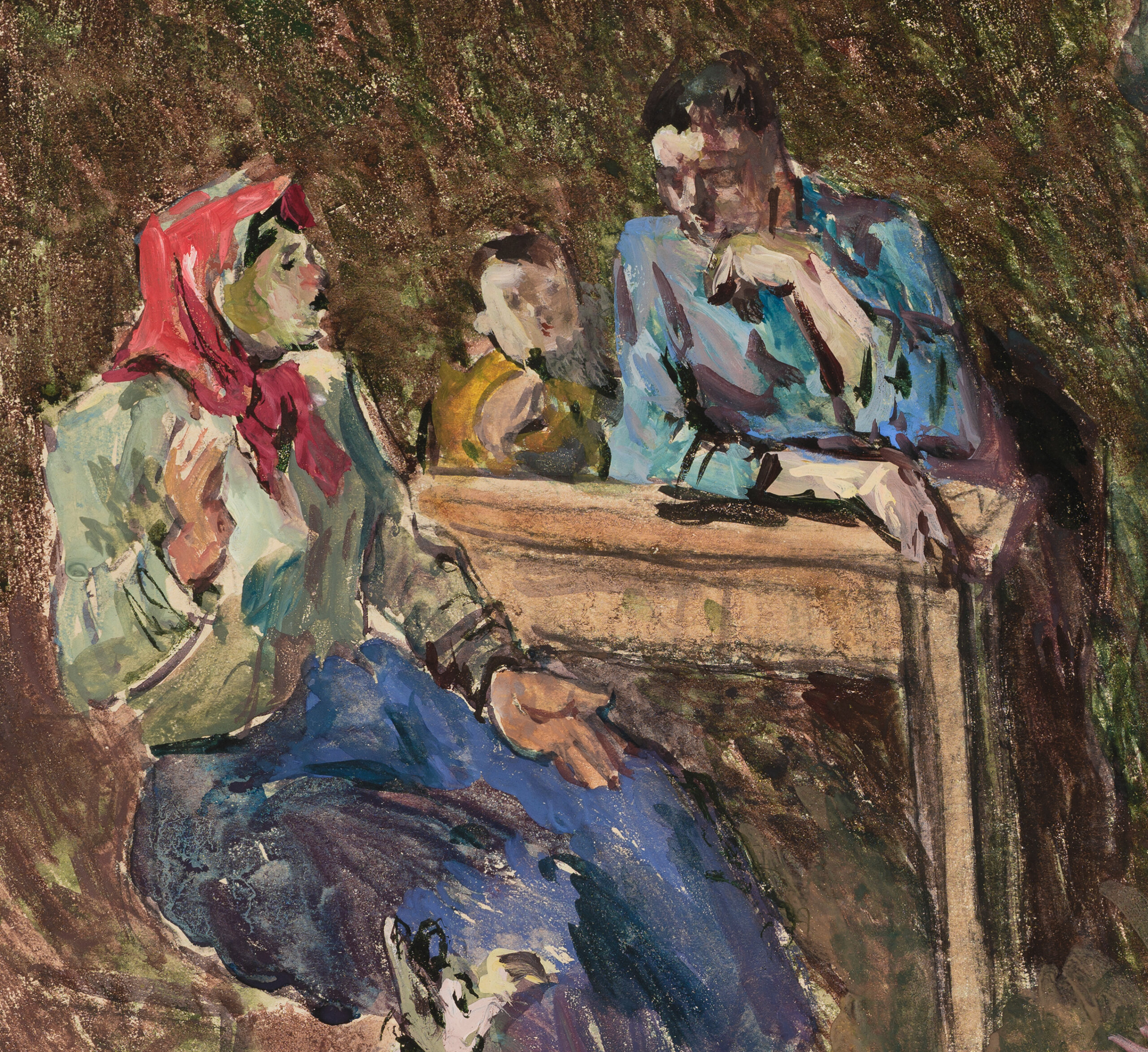 Ado Vabbe “Teekäijad öömajal”, 1956-1961. 45,2 x 56,2 cm