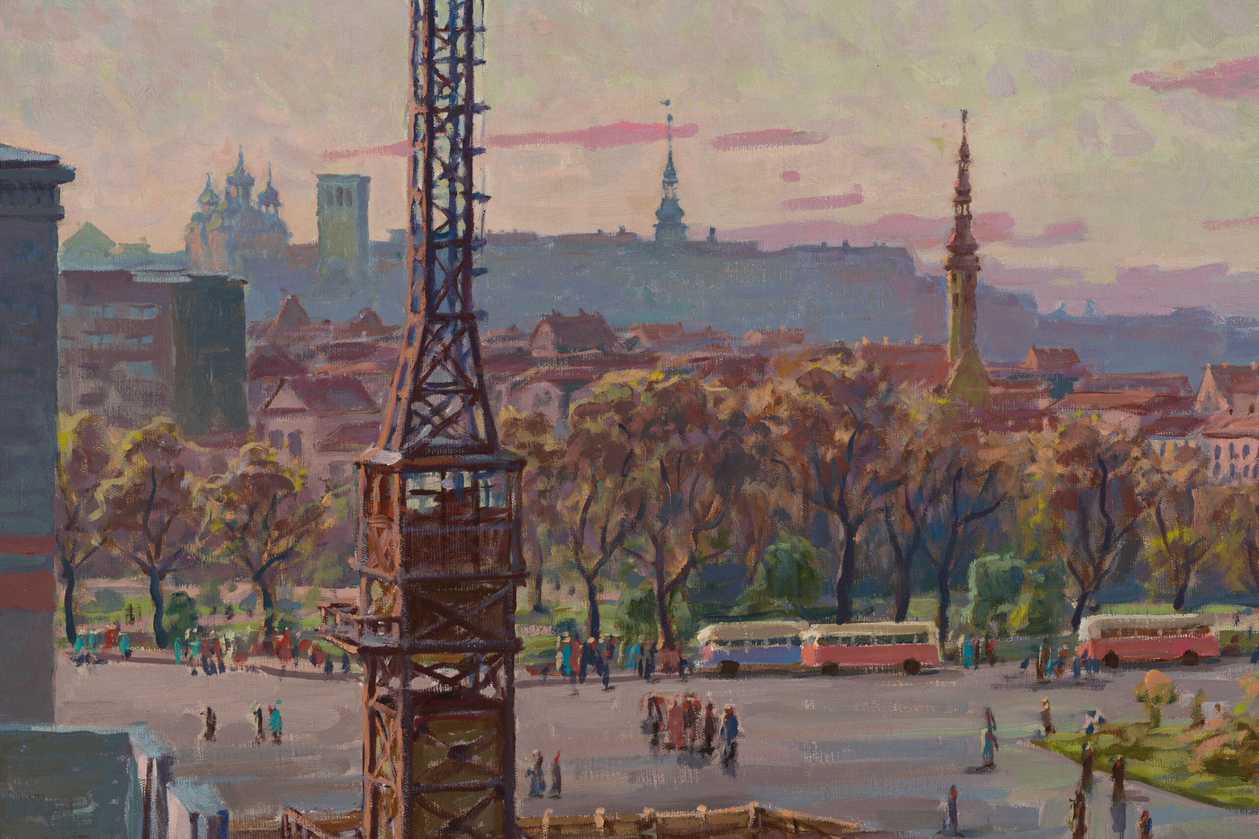 Aleksander Peek “Kaubamaja ehitus”, 1958. 80 x 146 cm.