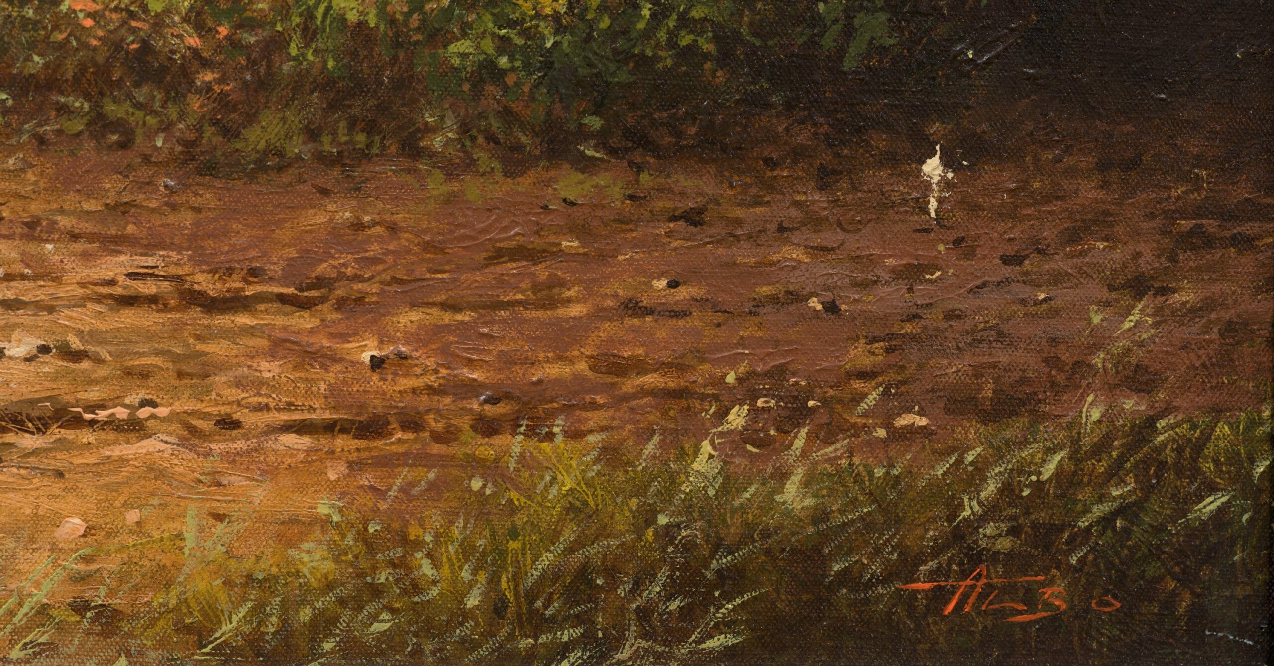 August Albo “Puhkehetk jõe ääres”. 61 x 123 cm.