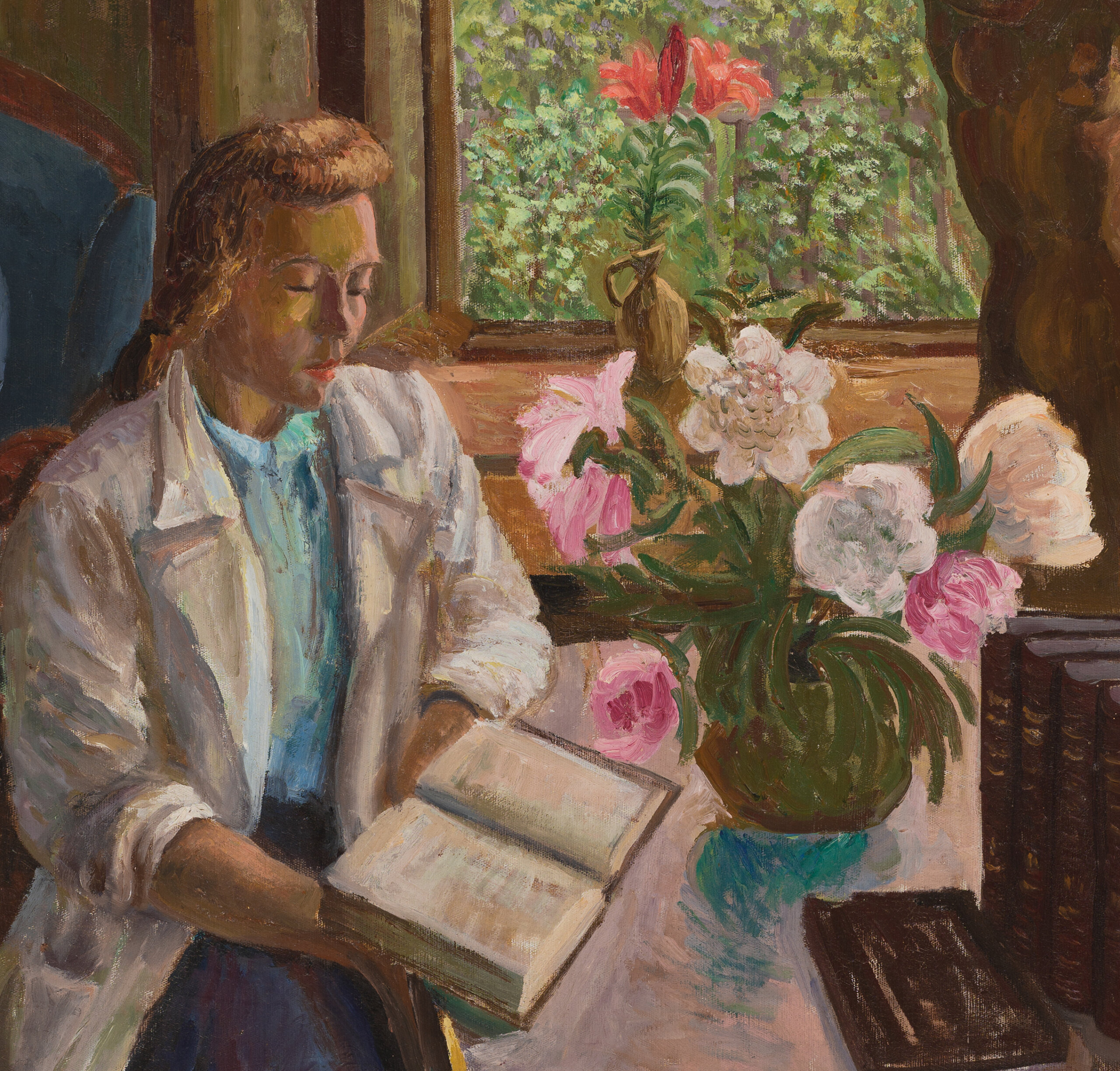 Kristjan Teder “Suvine puhkehetk avatud aknaga”, 1948. 115,5 x 89 cm