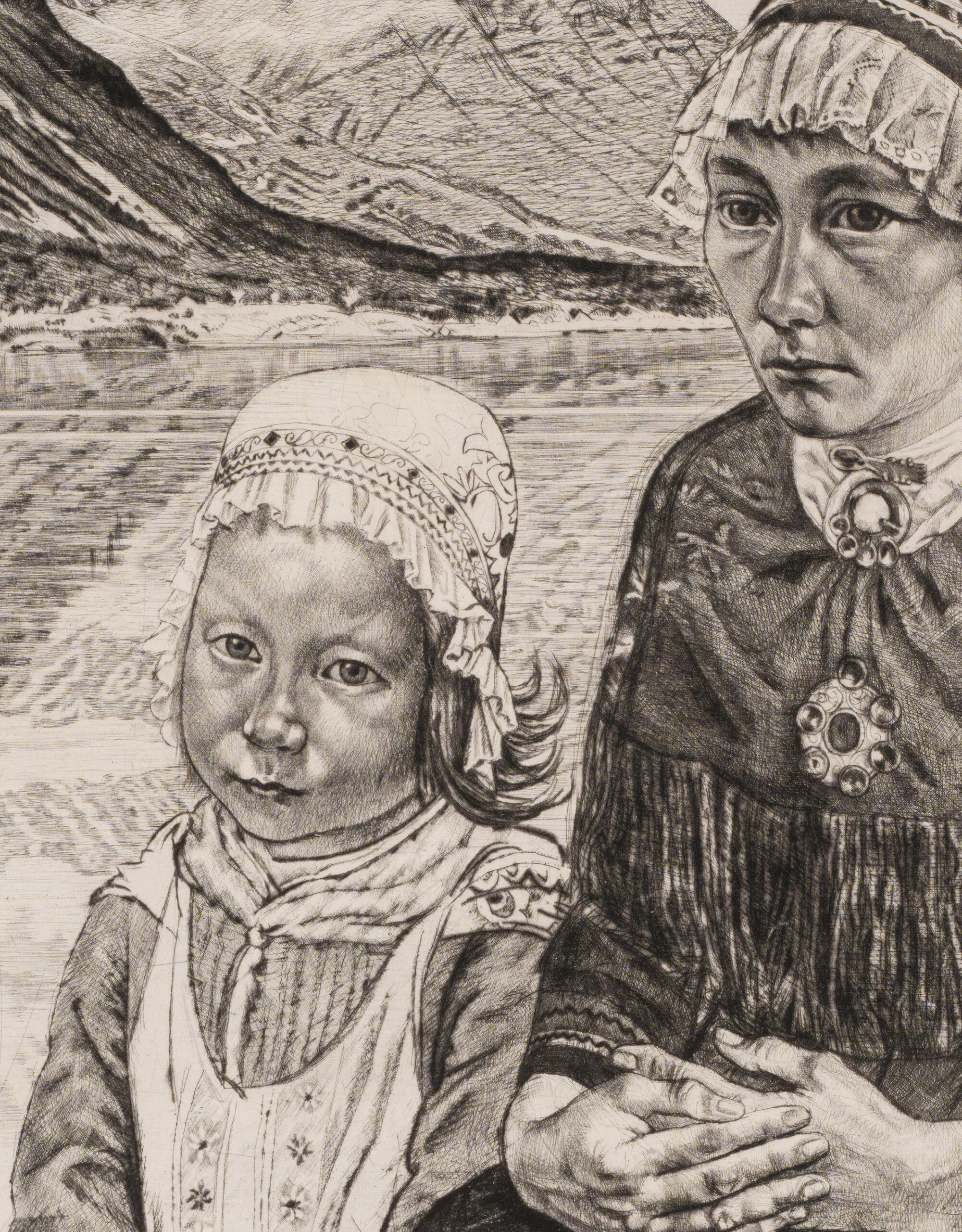 Eduard Wiiralt “Lapi maastik”, 1946. Plm 34,8 x 43,7 cm.