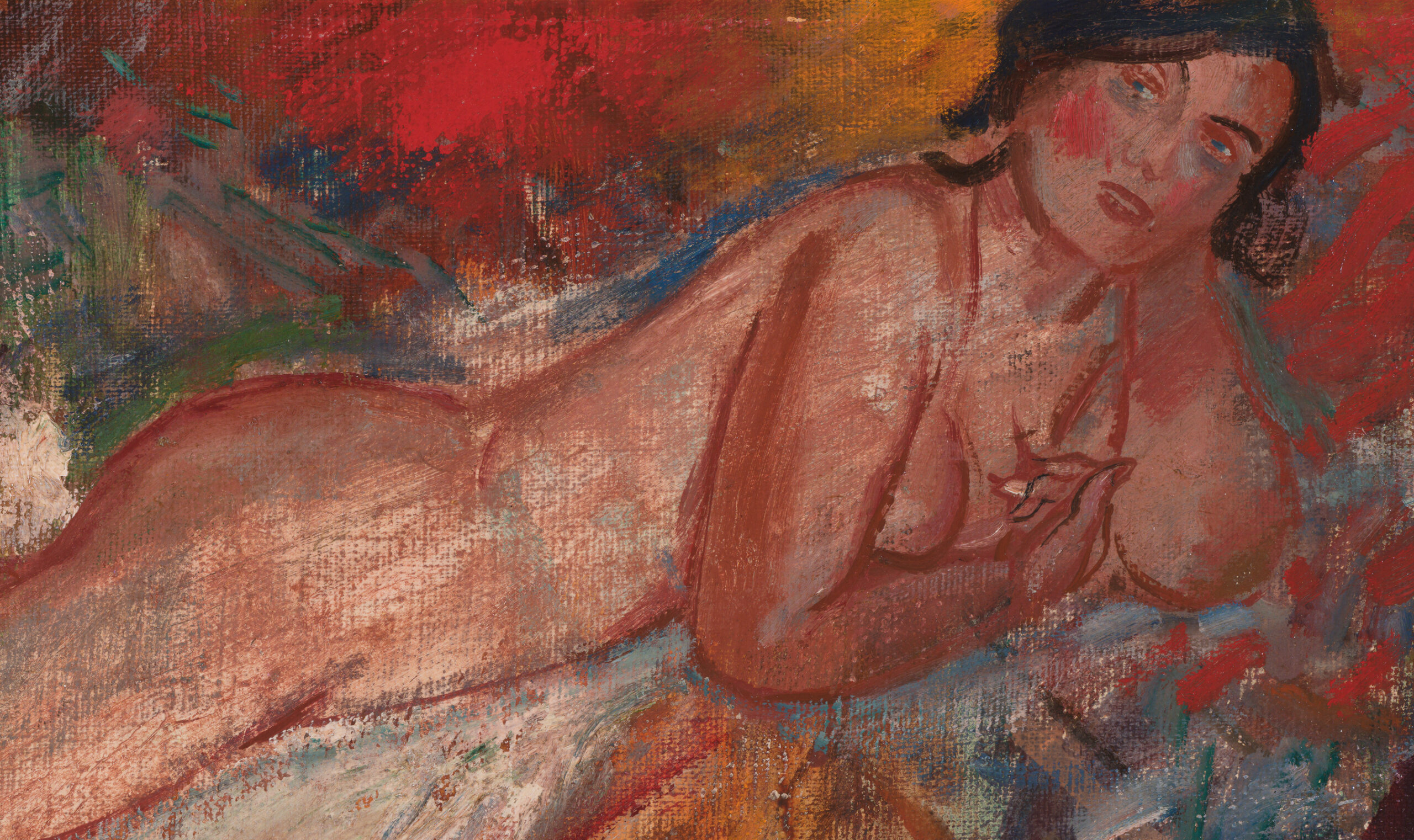 Evald Okas “Lamav naine”, 1985. 31 x 52 cm.