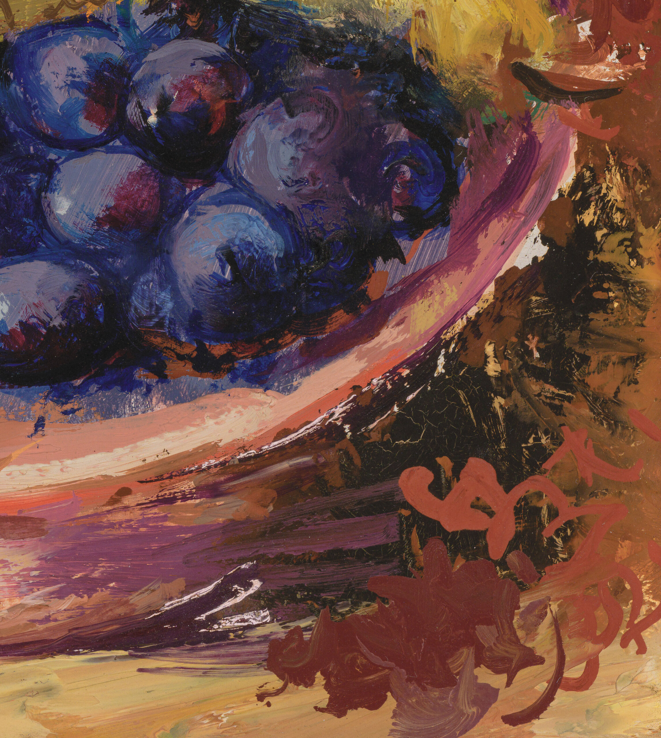 Karin Luts “Natüürmort viinamarjade ja pirnidega”, 1940ndad. 22 x 28 cm.