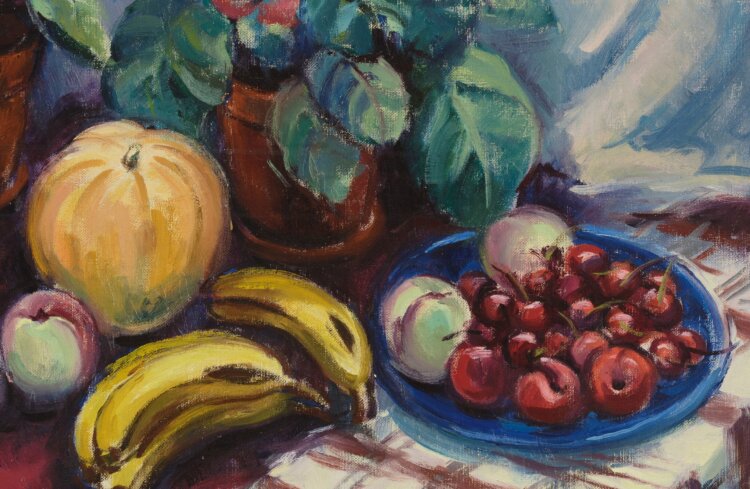 Juhan Nõmmik “Vaikelu lillede ja puuviljadega”